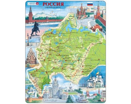 Puzzle 81 Pièces : Puzzle Cadre - Carte de la Russie de l'Ouest (en Russe), Larsen