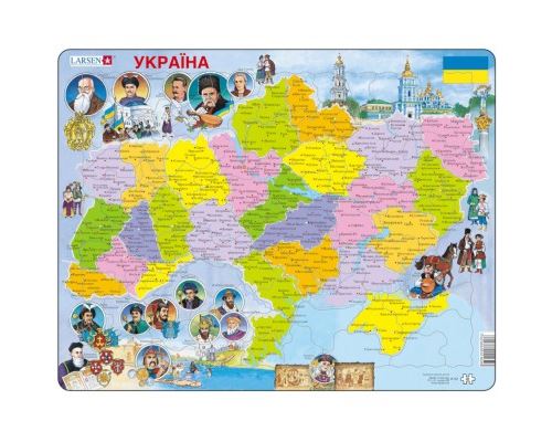 Puzzle 82 Pièces : Puzzle Cadre - Carte de l'Ukraine (en Ukrainien), Larsen