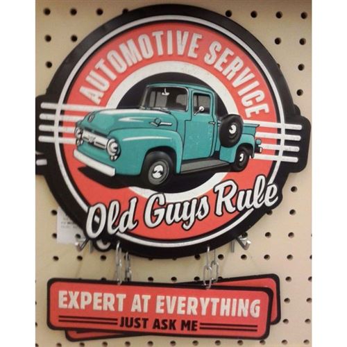 plaque old guys rule pick up bleu tole deco us deco garage