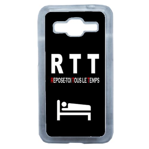 Coque Rtt Slogan Fond Noir Compatible Samsung Core Prime Transparent