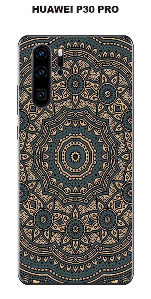 Coque Huawei P30 PRO design Mandala rosace bicolore Gris & Or