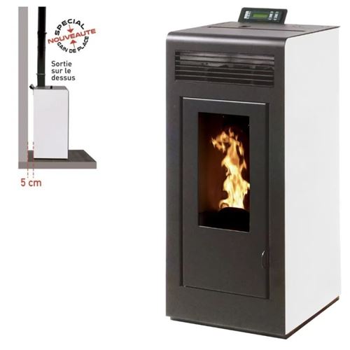 Po&ecirc;le &agrave; granules MARINA 11KW Etanche sortie dessus + Conduit 80/125 - Blanc