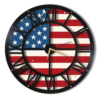 Home Mania - Horloge murale en métal Wall - USA - Diam. 50 cm - Noir - Wall - 1