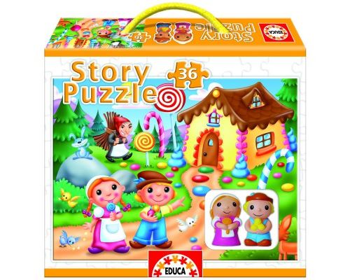 Puzzle 36 piéces - Story puzzle avec 2 figurines : Hansel et Gretel
