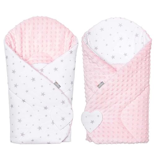 Sevira kids Gigoteuse d'emmaillotage minky réversible, STELLA Rose dès la naissance - 3/4 mois