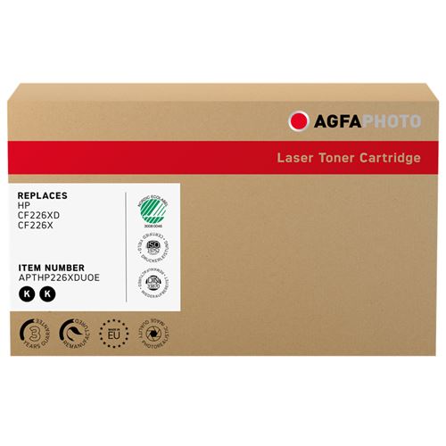 AgfaPhoto Pack de 2 noir remanufacturé cartouche de toner (alternative pour : HP CF226X, HP 26X, HP CF226XD) pour HP LaserJet…