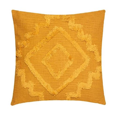 Coussin Déco Tufté Inca 40x40cm Ocre