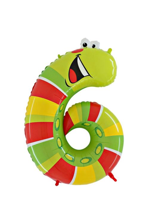 Ballon Aluminium Chiffre 6 Animaloons Chenille 40 102 Cm Grabo Balloons® - Vert