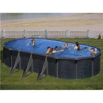 Piscine Acier Aspect Rotin Rattan Ovale 744 X 399 X 132 M Gré