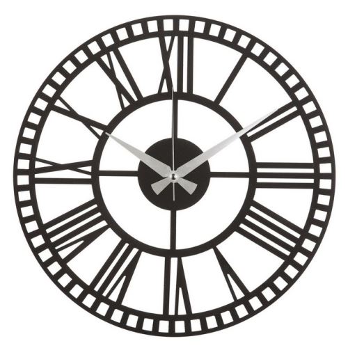 HOMEMANIA Horloge Murale - Décorative - Art Mural - pour Séjour, Cuisine - Noir en Acier, 50 x 0,2 x 50 cm