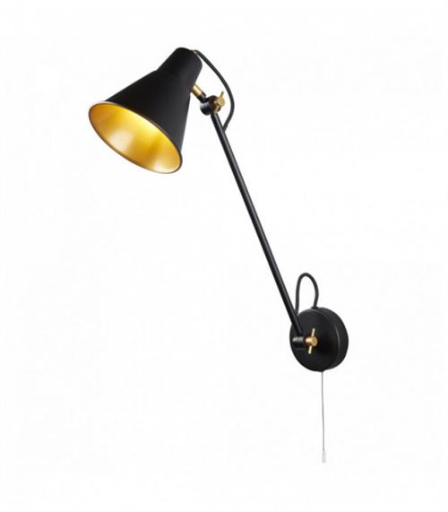 Applique Wall, noir et or, 1 ampoule