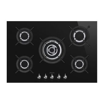 Smeg Classica PV375CN - Table de cuisson au gaz - 5 plaques de cuisson - Niche - largeur : 56 cm - profondeur : 48.2 cm - noir - avec bord droit - noir