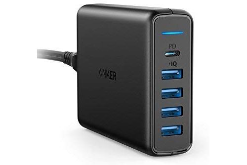 Chargeur Secteur USB PowerPort. 60W, 5 Ports dont 1 Port USB Type-C Power Delivery