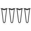 4 Pieds de Table en Épingle à Cheveux - 30,5cm - 2 Tiges - 12mm – Fini Noir