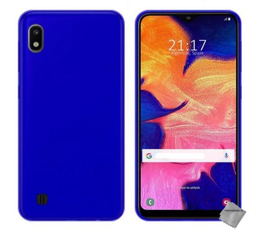 Housse etui coque pochette silicone gel fine pour Samsung Galaxy A10 avec verre trempe - BLEU