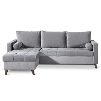 Polar Canapé Dangle Réversible Convertible En Velours Au Design Scandinave 4 Places Couleur Gris Clair