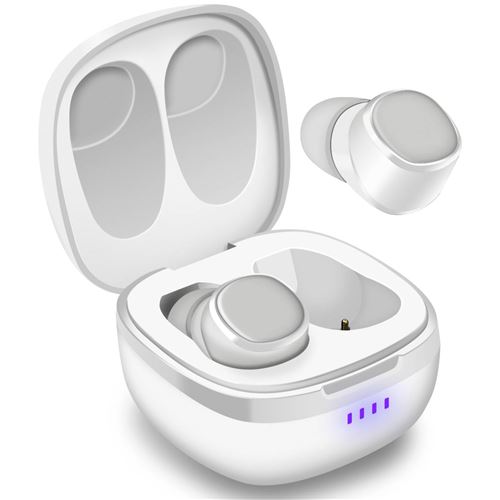 Écouteurs sans Fil Bluetooth 5.0 True Wireless Intra-Auriculaire – August EP800 – IPX6 – 25h de Batterie - Blanc