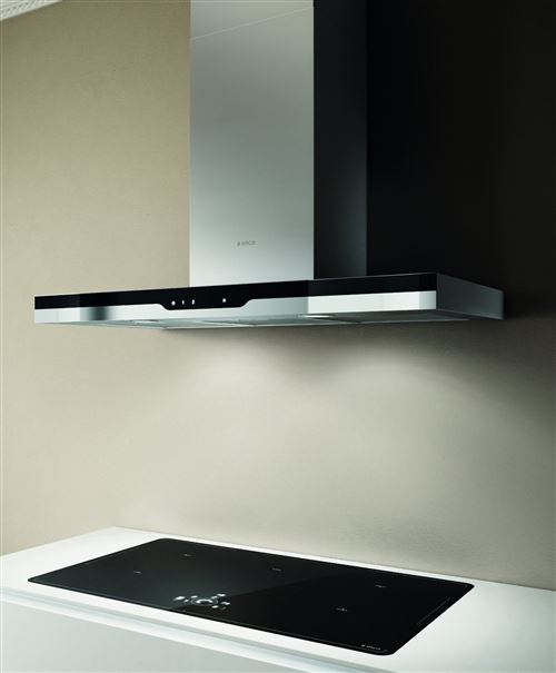 Elica Top IXBL/A/90 - Hotte - hotte décorative - largeur : 89.8 cm - profondeur : 45.4 cm - extraction et recirculation (avec kit de recirculation supplémentaire) - verre inox/noir