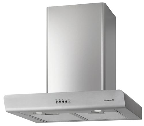 Brandt BHB6602X - Hotte - hotte décorative - largeur : 60 cm - profondeur : 50 cm - evacuation & recyclage - acier inoxydable