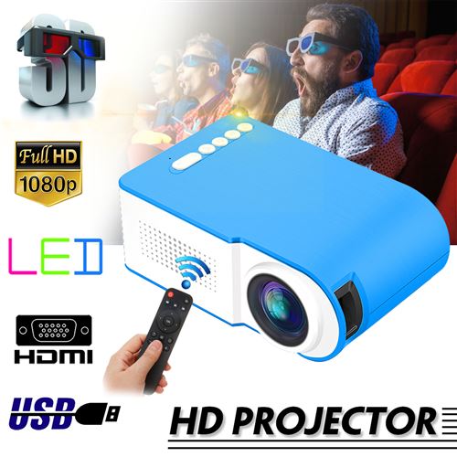 Mini projecteur 3D HD YG210 1080P LED Player Home Cinema stéréo haut-parleur audio vidéo Bleu bleu)