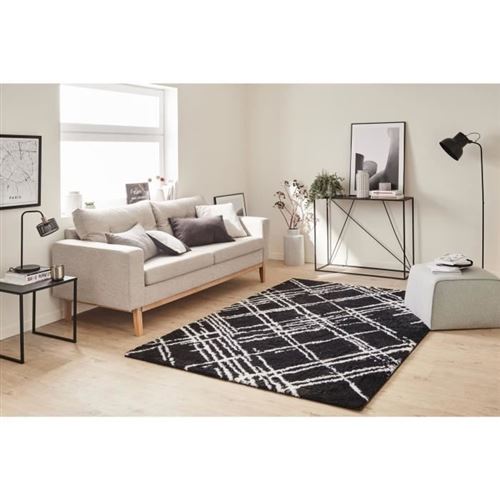 Tapis Shaggy Doux Oslo 668 - Noir - 120 X 160 Cm - Nazar