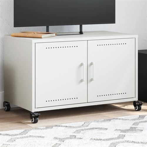 vidaXL Meuble TV blanc 68x39x43,5 cm acier