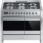 Smeg Opera A2-81 - Cuisinière (four à deux étages) - pose libre - largeur : 100 cm - profondeur : 60 cm - hauteur : 95 cm - avec système auto-nettoyant - acier inoxydable