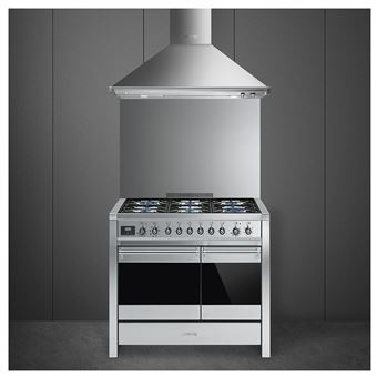 Smeg Opera A2-81 - Cuisinière (four à deux étages) - pose libre - largeur : 100 cm - profondeur : 60 cm - hauteur : 95 cm - avec système auto-nettoyant - acier inoxydable
