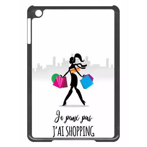 Coque tablette My-Kase pour iPad mini 2 - je peux pas j ai shopping fond blanc - Plastique Noir