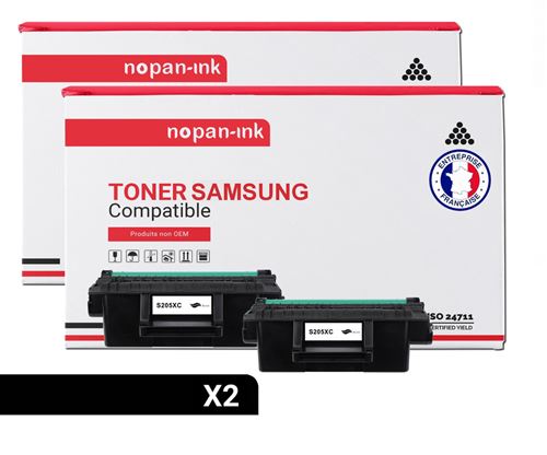 TONER MLT D205L MLT D205L Noir x 2 Compatible pour SAMSUNG-NOPAN-INK Samsung ML-3300 Series Samsung ML-3310 Samsung ML-3310 D Samsung ML-3310 ND Samsung ML-3310 Series Samsung ML-3312 ND Samsung ML-3710 Samsung ML-3710 D Samsung ML-3710 DW Samsung M