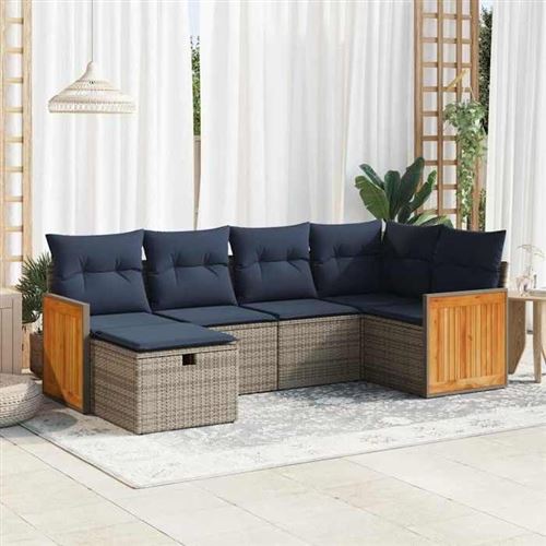 Non Communiqué Gris Vidaxl Salon De Jardin 6 Pcs Avec Coussins Résine Tressée 3326030