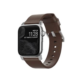 Nomad Modern Strap - Bracelet de montre pour montre intelligente - 150 - 210 mm - brun, matériel argenté - pour Apple Watch (38 mm, 40 mm) - 1