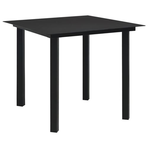 Non Communiqué Noir Table À Dîner De Jardin 80X80x74 Cm Acier Et Verre