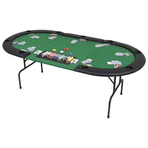 vidaXL Table de poker pliable pour 9 joueurs 3 plis Ovale Vert