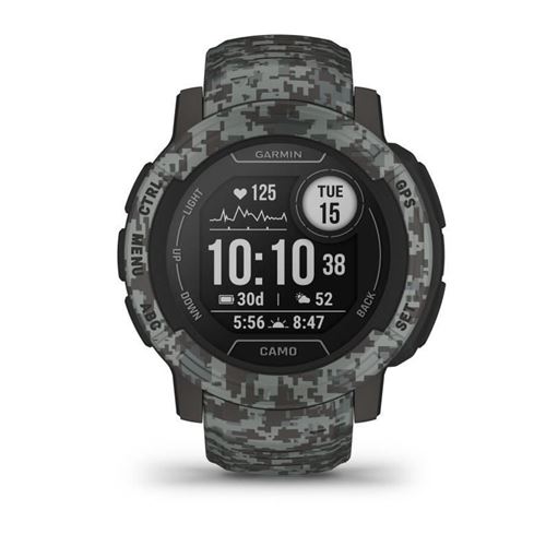 Garmin Instinct 2 - Camo Edition - 45 Mm - Camouflage Graphite - Montre De Sport Avec Bande - Silicone - Taille Du Poignet : 135-230 Mm - Monochrome - 32 Mo - Bluetooth, Ant+ - 52 G