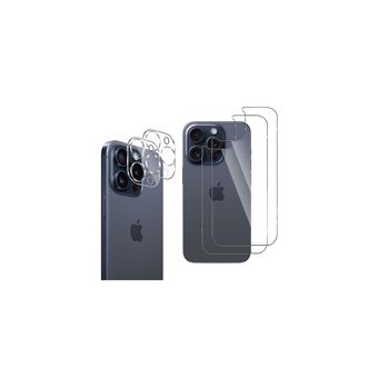 Verre Trempé arrière pour iPhone 15 PRO et Protection Caméra [Pack 2] Film Vitre Protection Phonillico® - 1