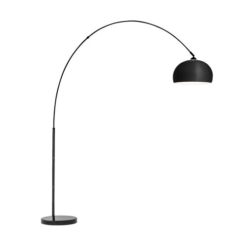 Blumfeldt Nael Lampe arquée abat-jour argent socle en marbre câble secteur 2m Noir