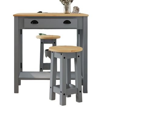 vidaXL Barhocker 2 Stk. Grau Massivholz Kiefer