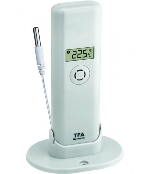 Thermomètre TFA Émetteur de température avec sonde à câble étanche WEATHERHUB 30.3313.02 blanc