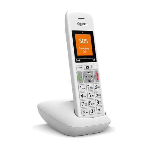 Téléphone sans fil analogique DECT Gigaset E390 avec identification de l appelant Blanc