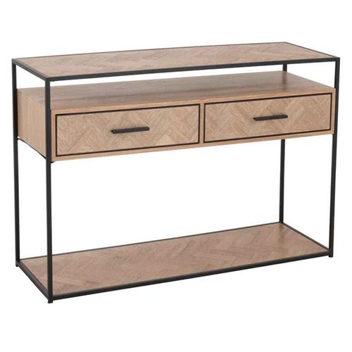 Non Communiqué Marron Console 2 Tiroirs "Miraza" 120Cm Naturel & Noir