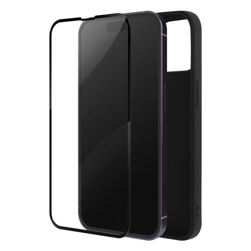 Coque pour iPhone 14 Pro Max Souple Noir et Verre Trempé 9H Avizar Contour Noir