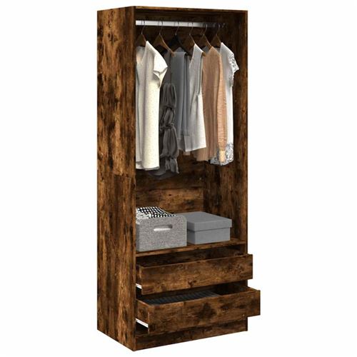 Garde robe chêne fumé 80x50x200 cm bois d ingénierie