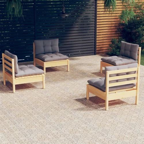 Non Communiqué Gris 4 Personnes Vidaxl Salon De Jardin 4 Pieces Bois