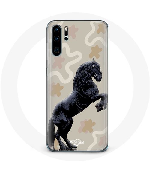 Coque pour Huawei P30 Frison Noir Race de cheval Maniacase