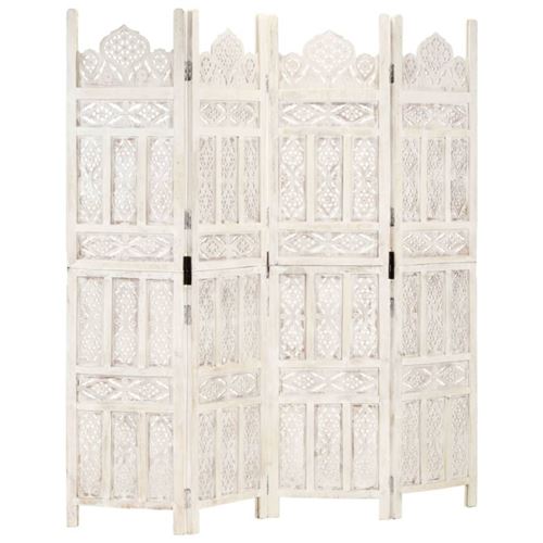 vidaXL Cloison de séparation 4 panneaux Blanc 160x165 cm Bois manguier