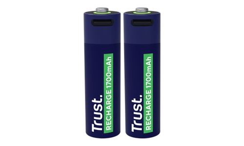 Trust - Batterie - USB-C 2 x type AA - (rechargeables) - 1700 mAh - bleu