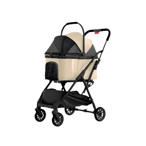 Poussette pour Chien Pliable - Animaux Chariot à 4 Roues avec Structure en acier au carbone, Panier amovible, Panier de Rangement-MAGICFOX