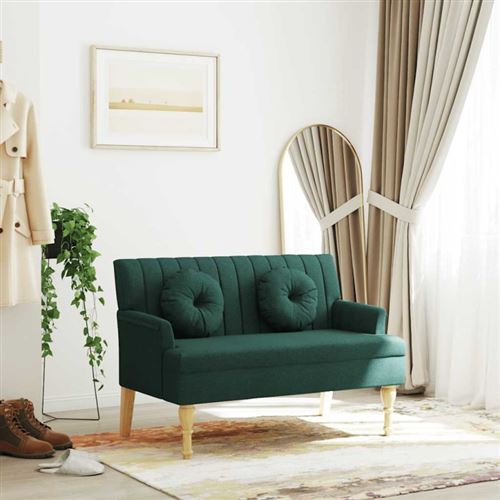 vidaXL Banc avec coussins vert foncé 113x64,5x75,5 cm tissu