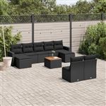Salon de jardin modulable vidaxl resine tressee 10 pieces noir 62 x 55 x 69 cm 9 personnes